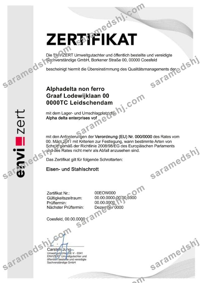 Germany Envizert GmbH zertifikat certificate